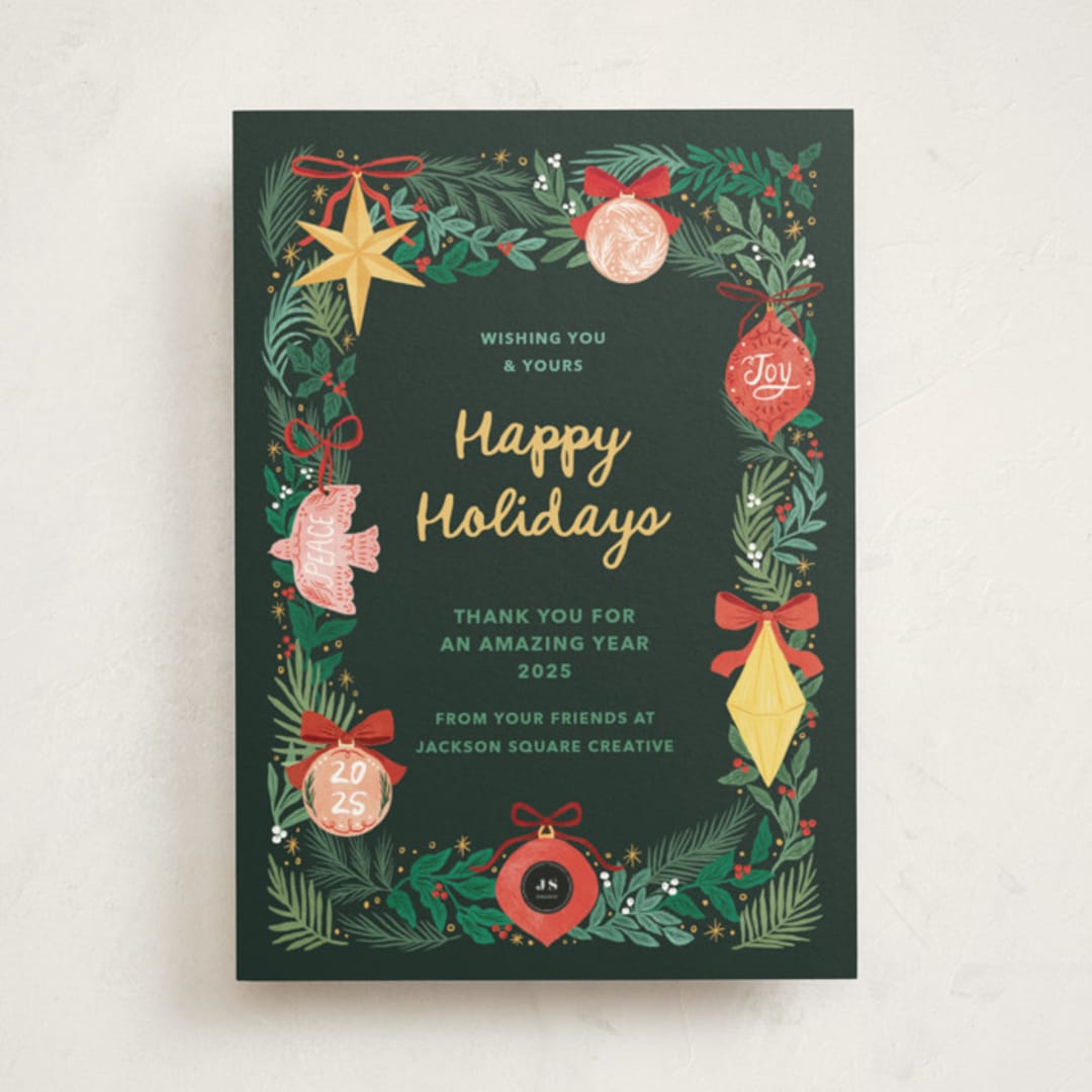 "Ornaments" - Holiday Cards in Pine by Elly - Front