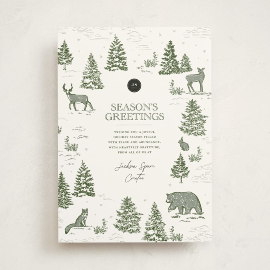 "Forest Animals" - Holiday Cards in Pine by Jenna Holcomb - Front