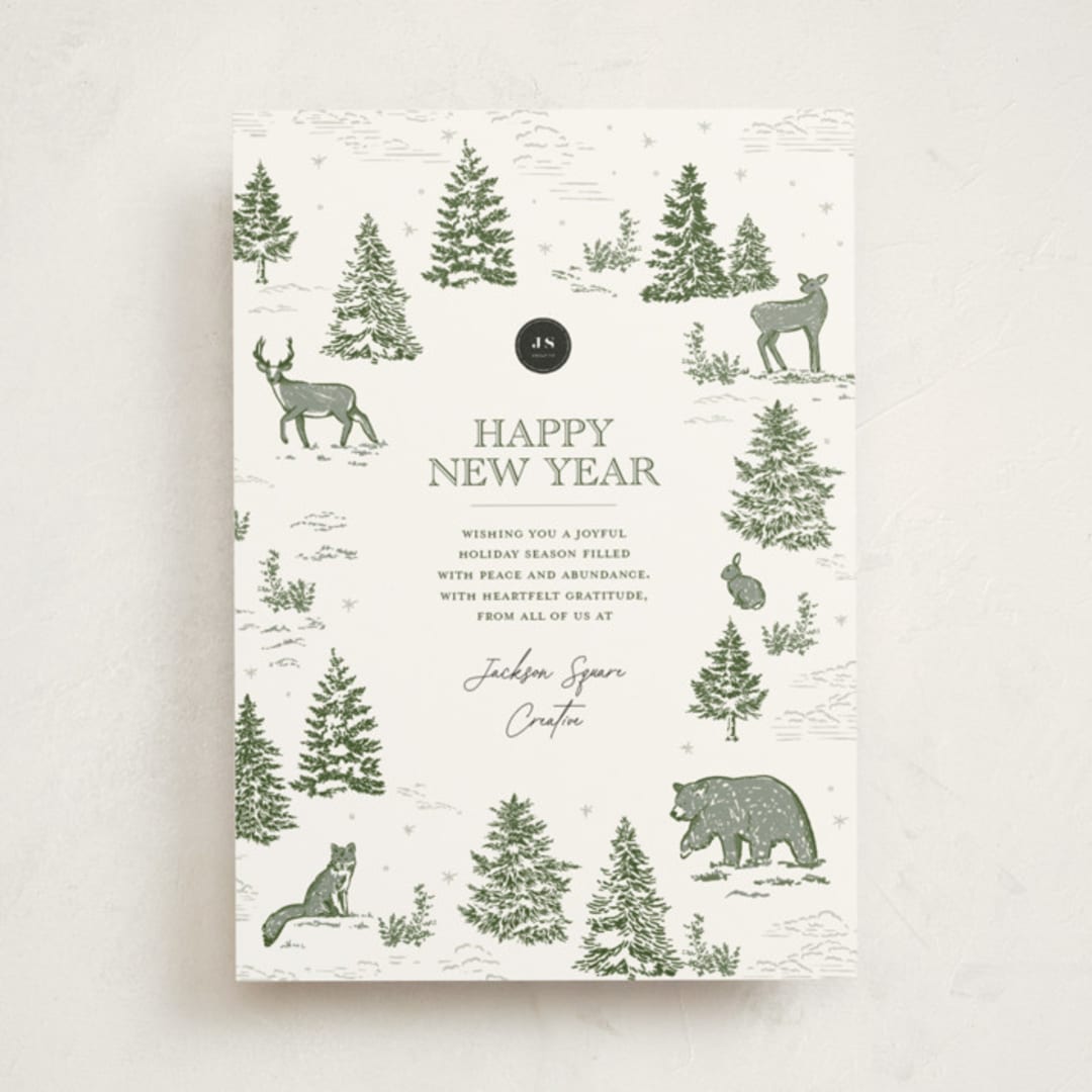 "Forest Animals" - Holiday Cards in Pine by Jenna Holcomb - Front