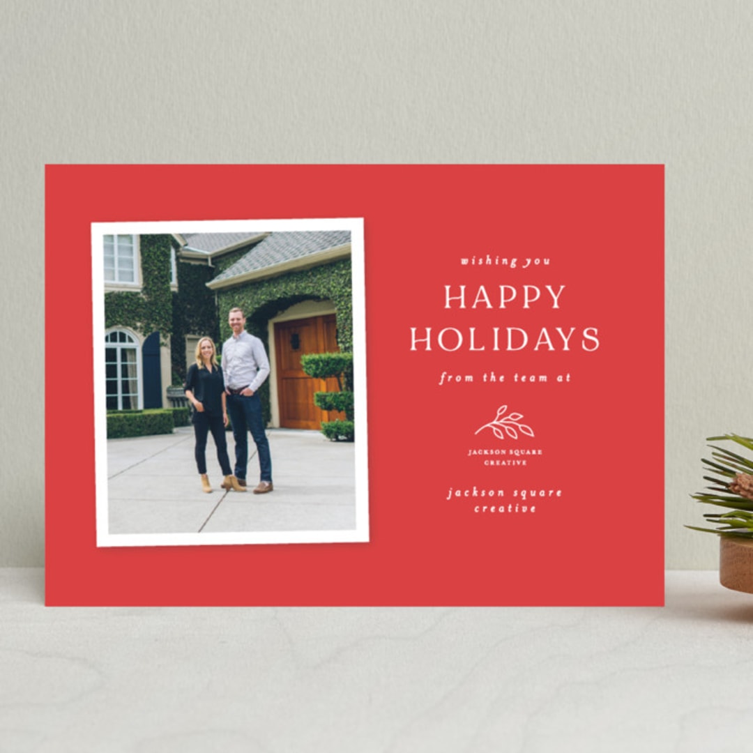 "Holiday Simplicity" - Holiday Cards in Cranberry by Jen Banks - Front