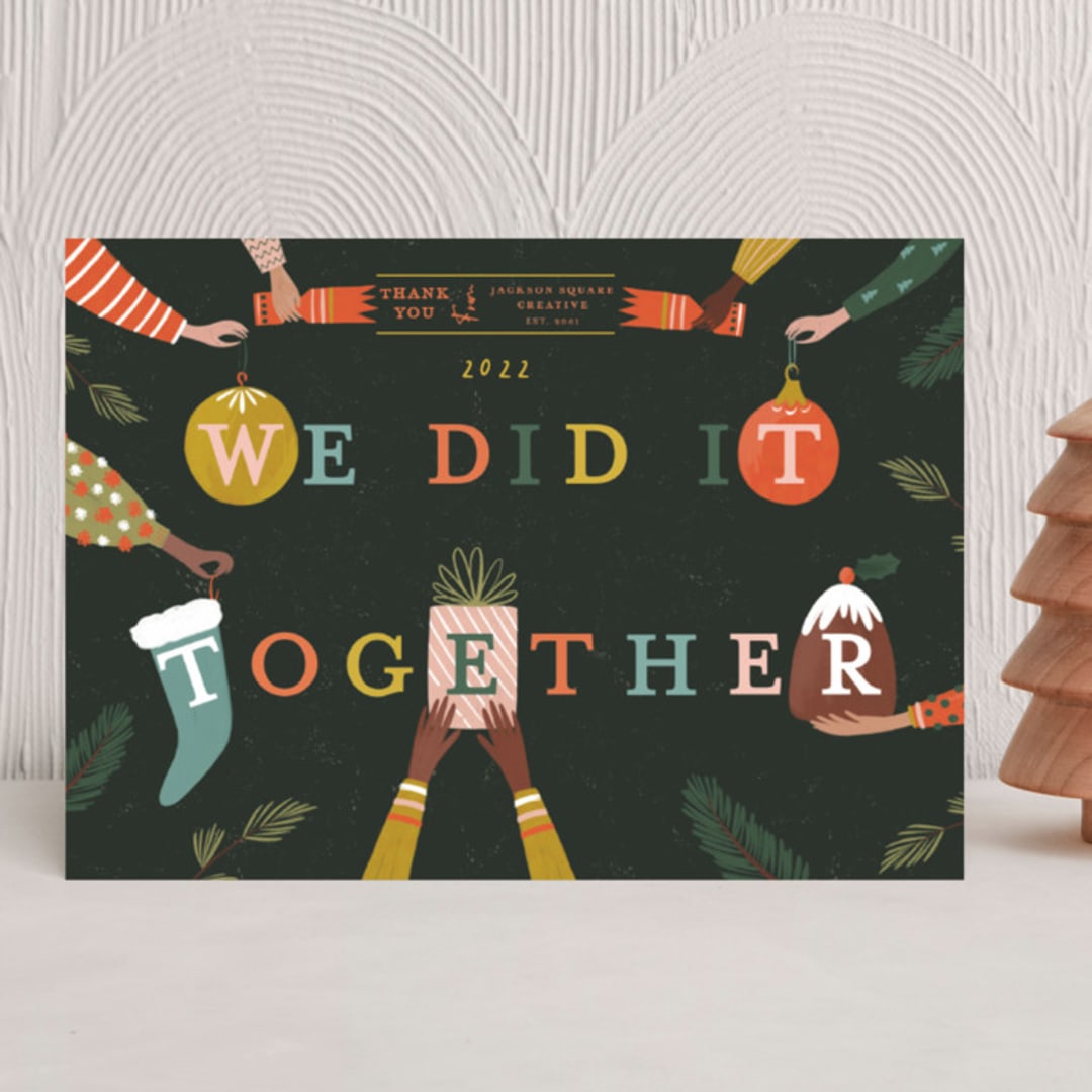 "We did it together" - Holiday Cards in Holly Berry by Sarah Knight - Front