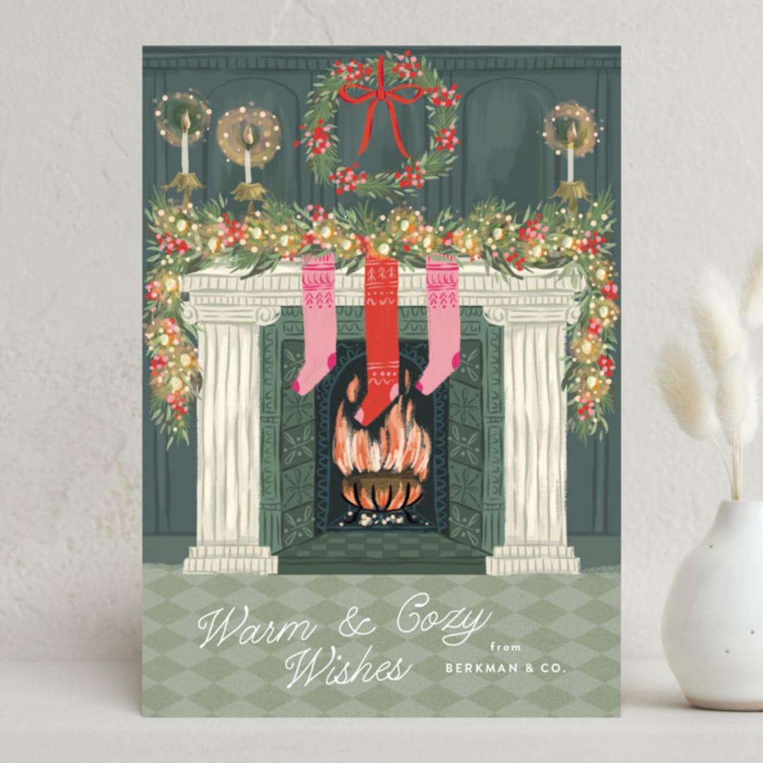 "Holiday Hearth" - Holiday Cards in Forest by Jackie Crawford - Front