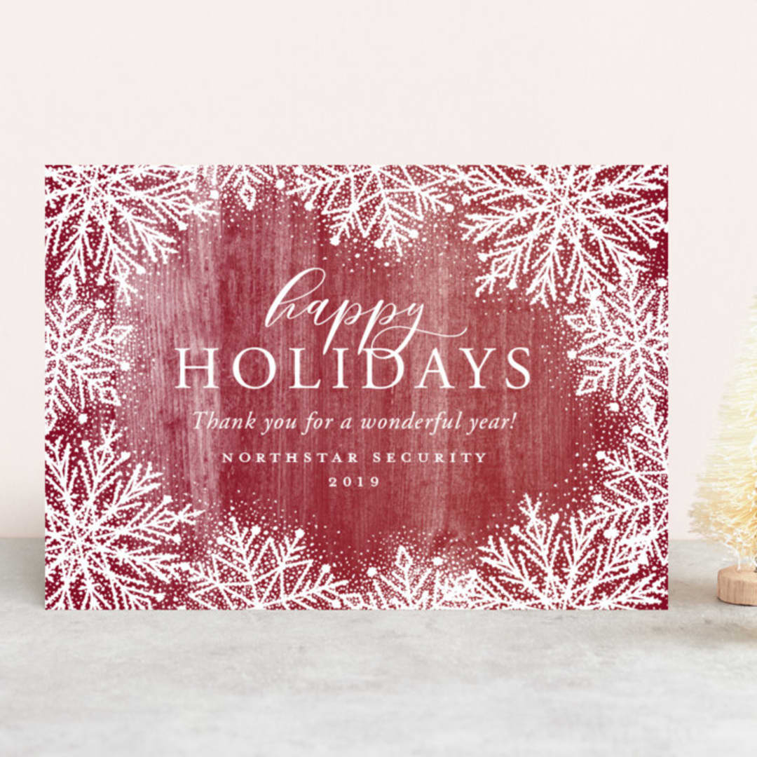 "Frosted Flurries" - Holiday Cards in Red Wood by Jill Means - Front