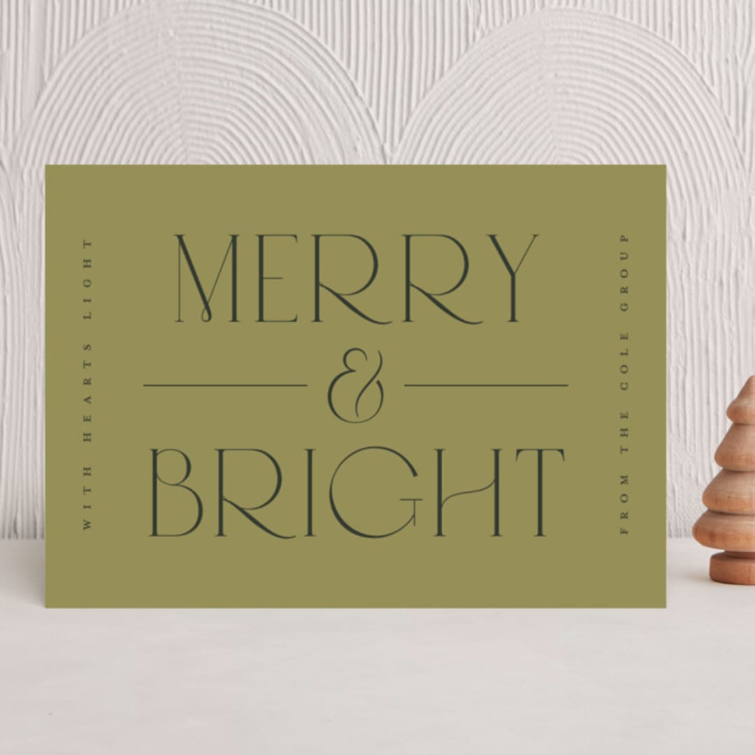 "Level Line" - Holiday Cards in Moss by Amy Kross - Front