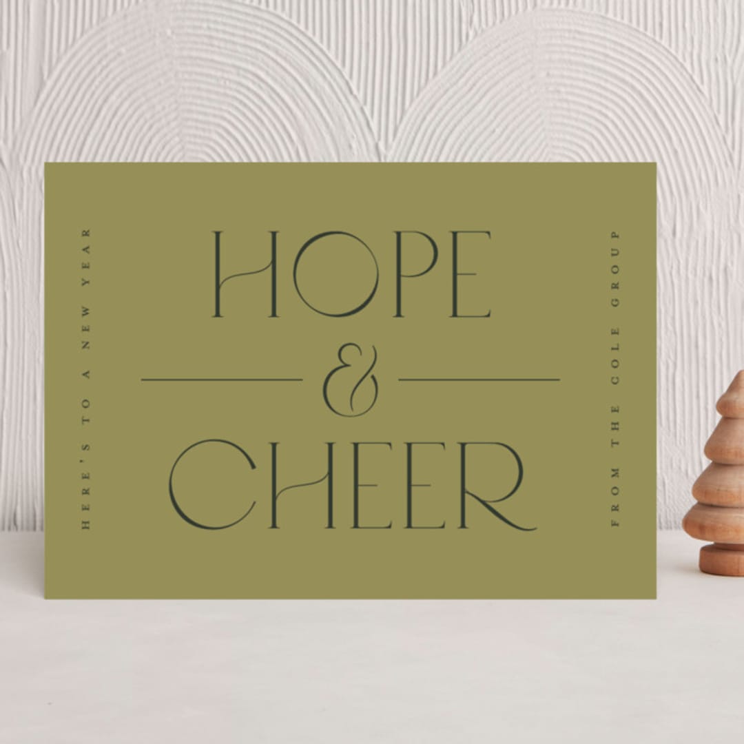 "Level Line" - Holiday Cards in Moss by Amy Kross - Front