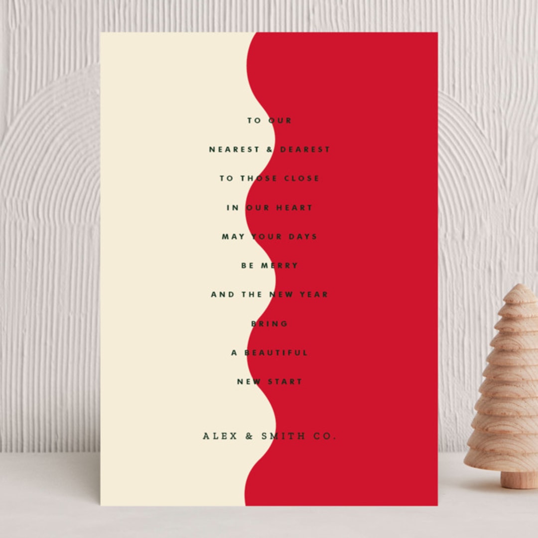"Wavy" - Holiday Cards in Crimson by Baumbirdy - Front