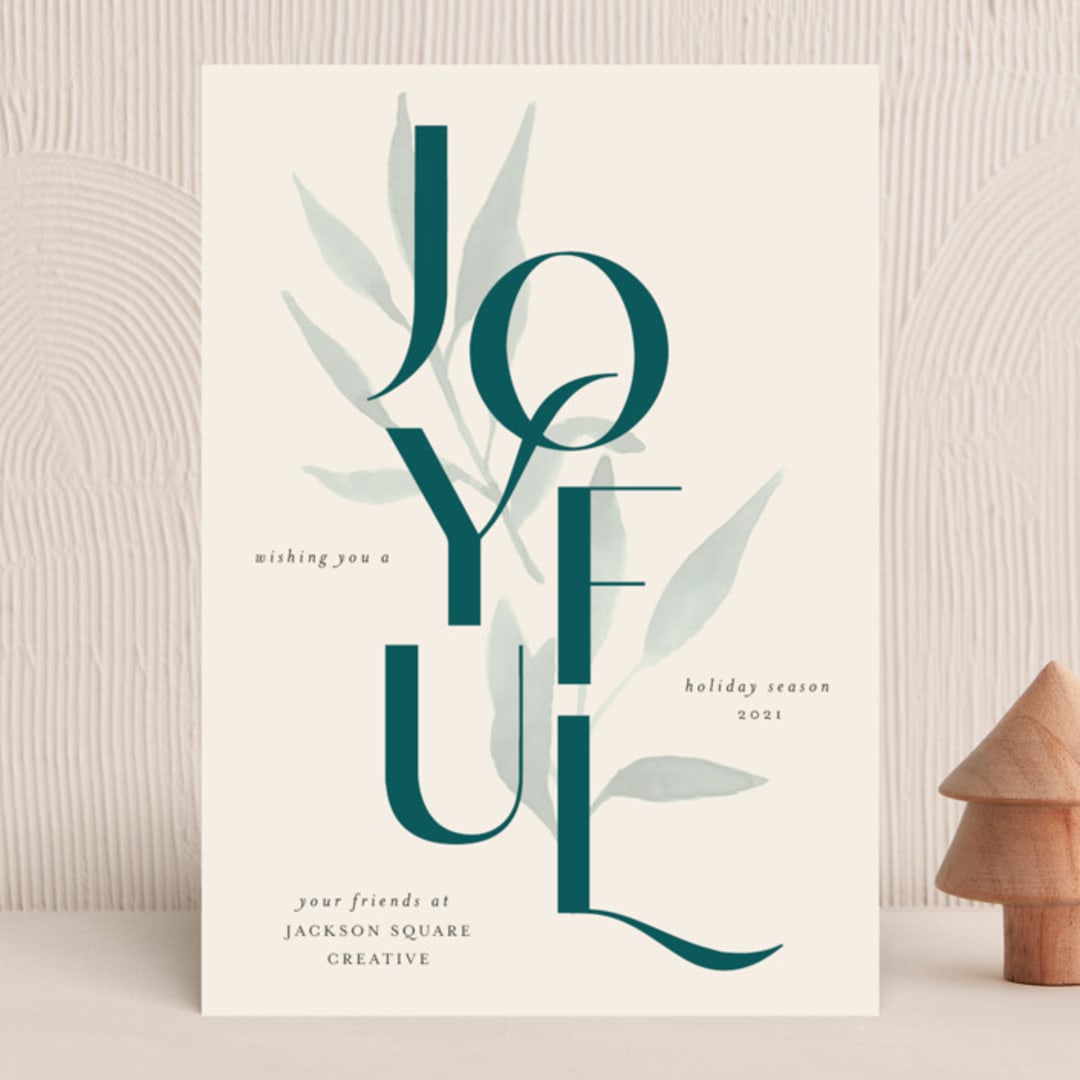 "Joyful Watercolors" - Holiday Cards in Evergreen by Makewells - Front