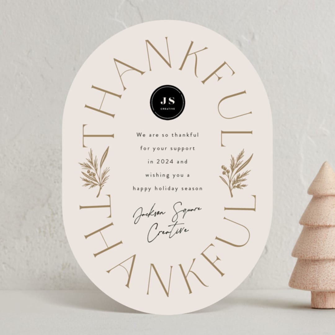 "Thankful For You" - Holiday Cards in Eggnog by Leah Bisch - Front