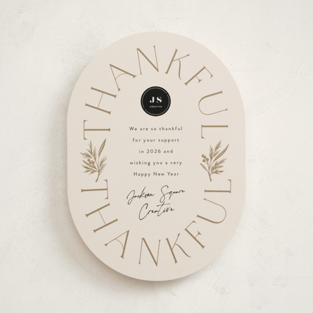 "Thankful For You" - Holiday Cards in Eggnog by Leah Bisch - Front