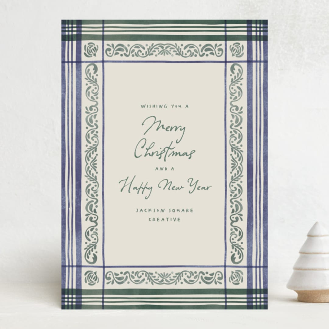 "Holiday Linen" - Holiday Cards in Marine by Chris Griffith - Front