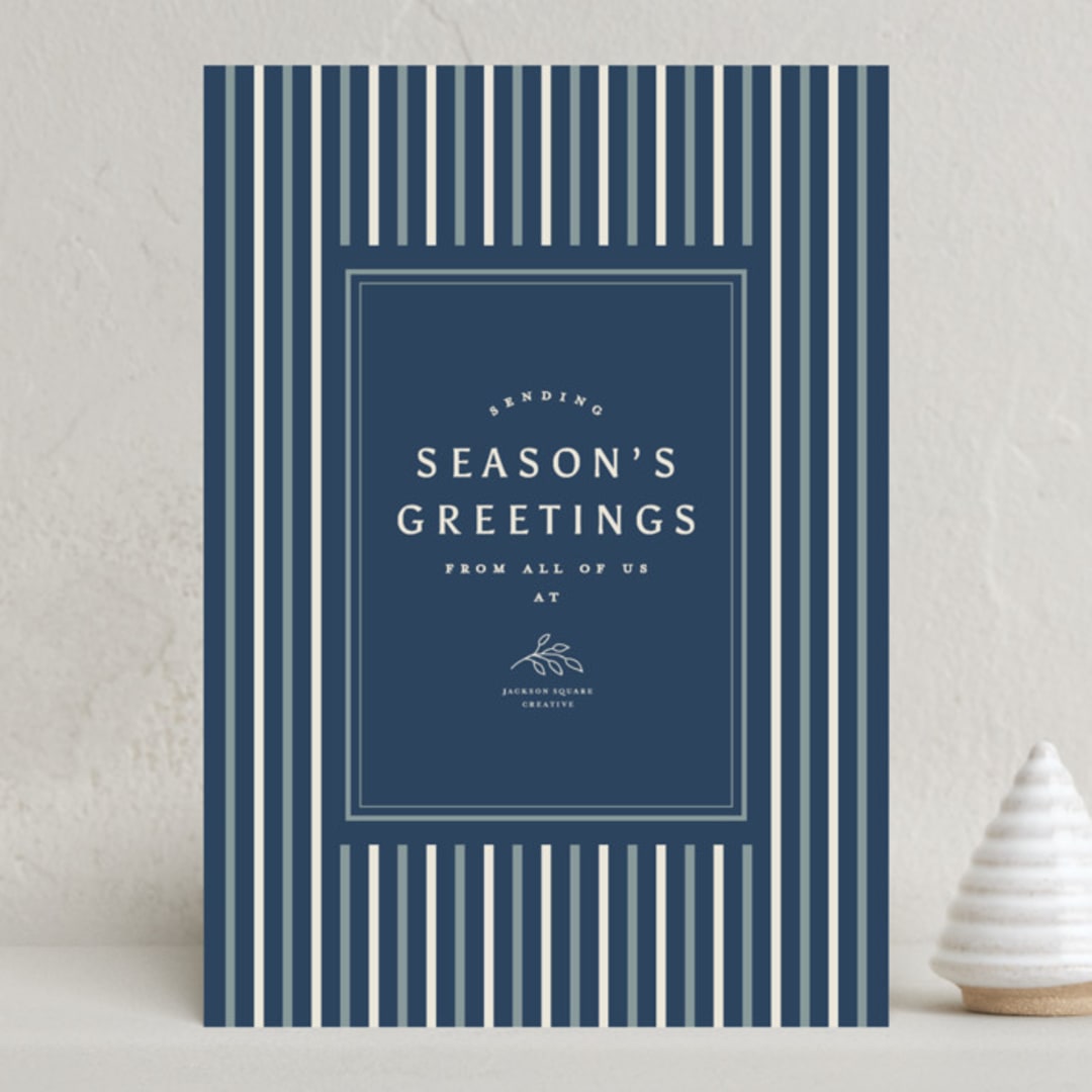 "Striped Season" - Holiday Cards in Juniper Berry by Amy Kross - Front