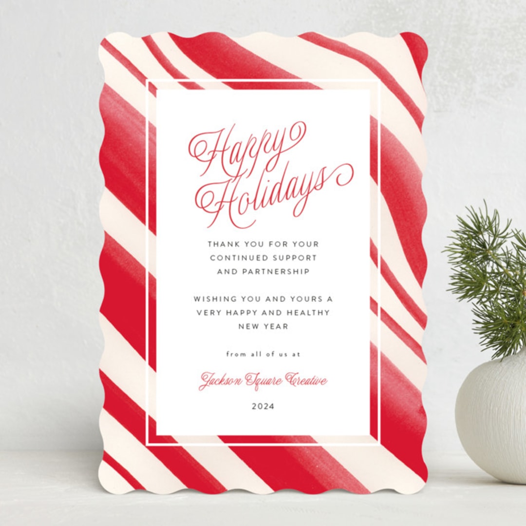 "Peppermint Border" - Holiday Cards in Candy Cane by Erika Firm - Front