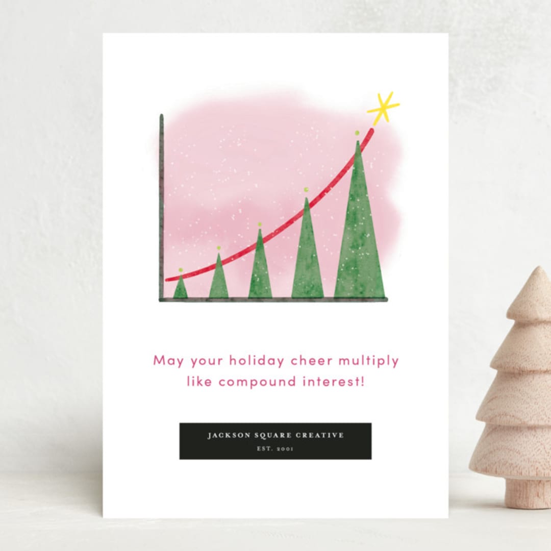 "Christmas Tree Chart" - Holiday Cards in Bubblegum by Becky Nimoy - Front