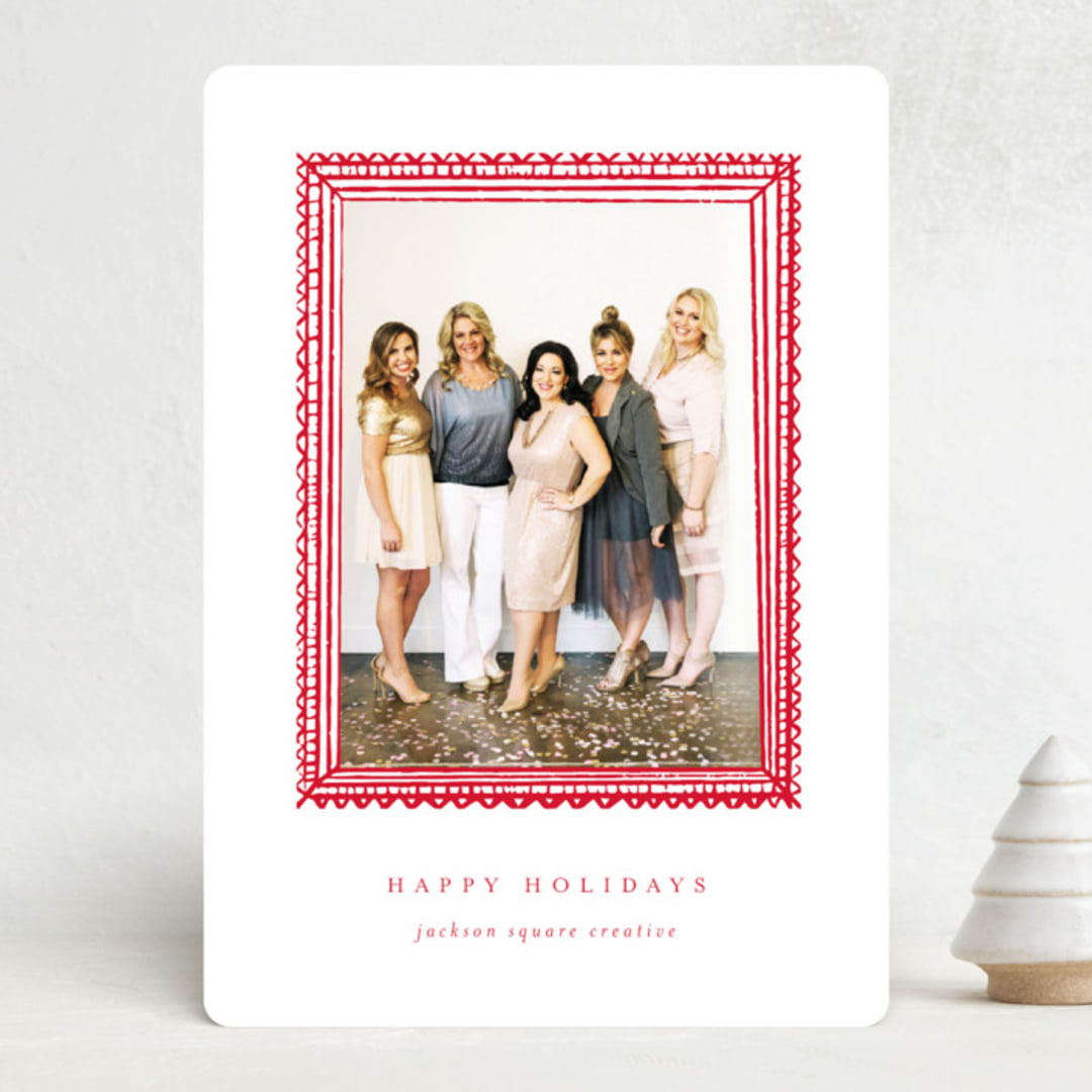 "Illustrated Frame" - Holiday Cards in Holly Berry by AK Graphics - Front