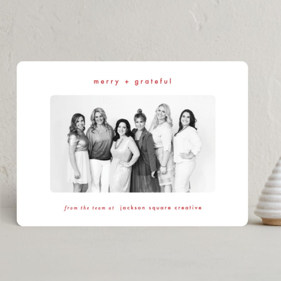 "Simply grateful" - Holiday Cards in Holly Berry by AK Graphics - Front
