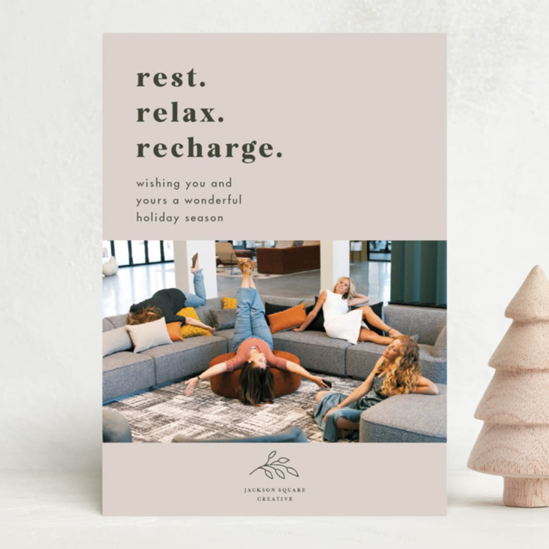 "Rest. Relax. Recharge." - Holiday Cards in Buttercream by Kristen Knechtel - Front