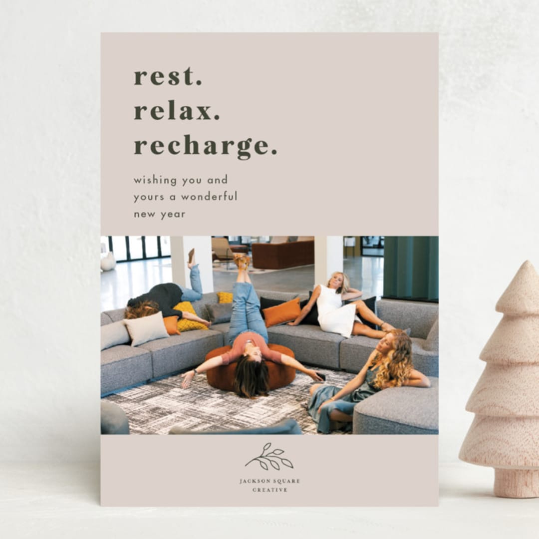 "Rest. Relax. Recharge." - Holiday Cards in Buttercream by Kristen Knechtel - Front