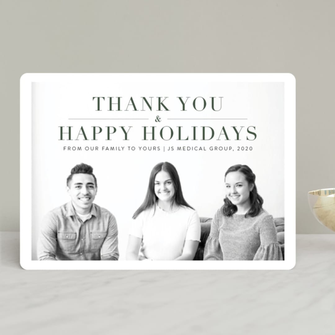 "Thank You" - Holiday Cards in Pine by Kasia Labocki - Front