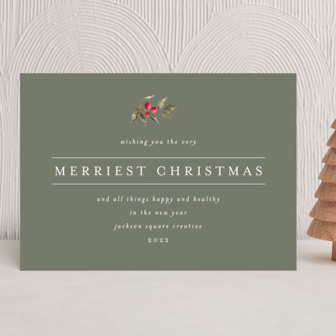"Holiday Classic" - Holiday Cards in Moss by Chris Griffith - Front