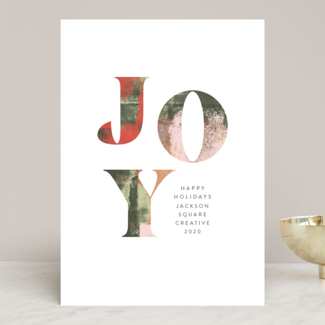 "Abstract Joy" - Holiday Cards in Evergreen by Anna Elder - Front