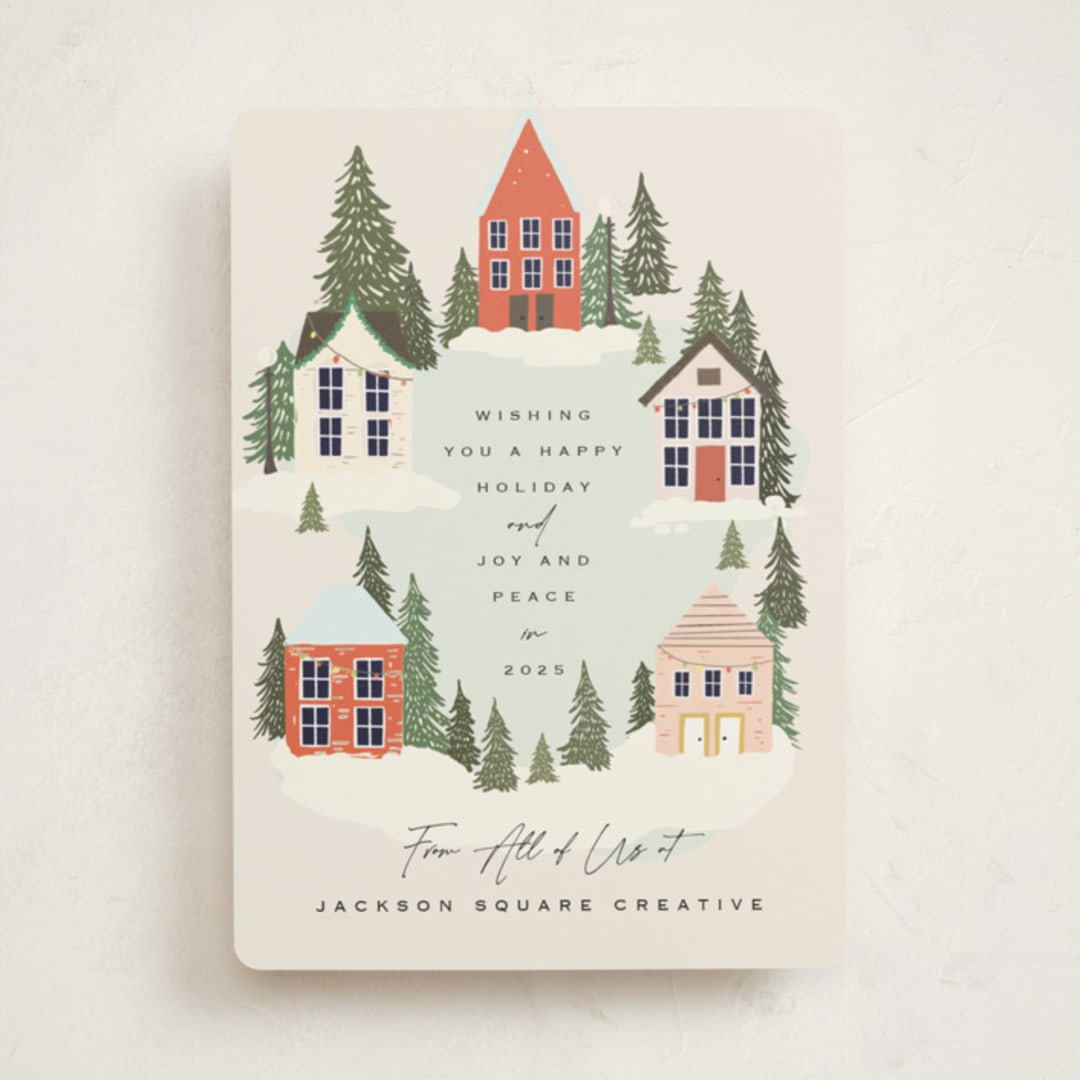 "Vintage Town" - Holiday Cards in Cookie Dough by Hannah Williams - Front