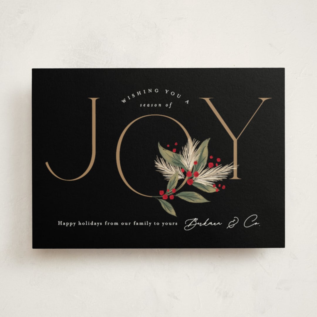 "sprig of joy" - Holiday Cards in Coal by Jackie Crawford - Front