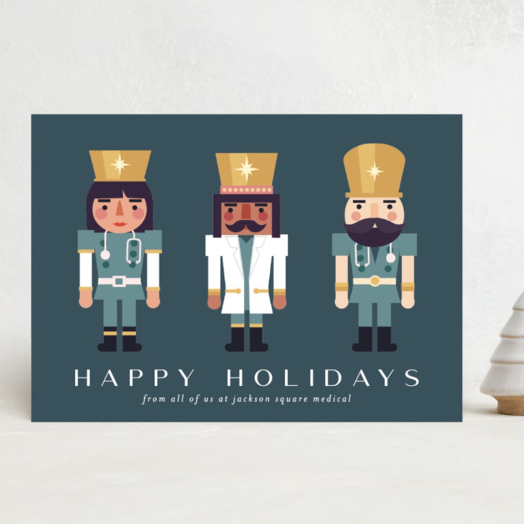 "Dr. Nutcracker" - Holiday Cards in Midnight Teal by Tennie and Co. - Front