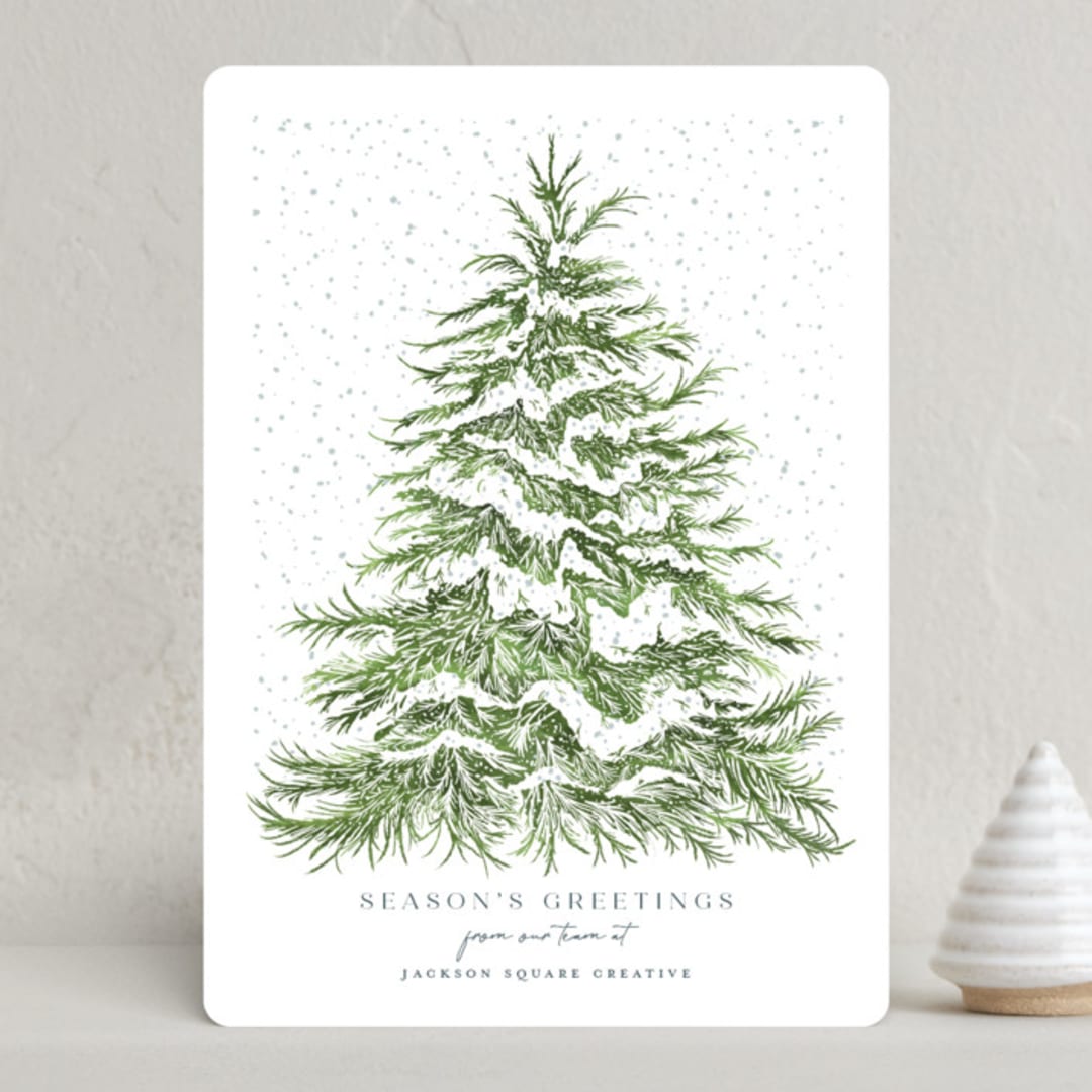 "Seasonal Etching" - Holiday Cards in Spruce by Paula Pecevich - Front