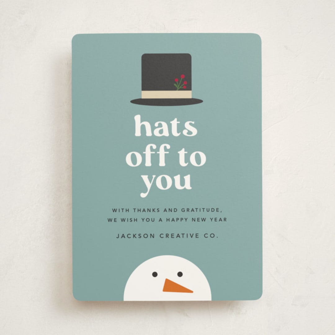 "Hats Off To You" - Holiday Cards in Blue Jay by Louise Kay - Front