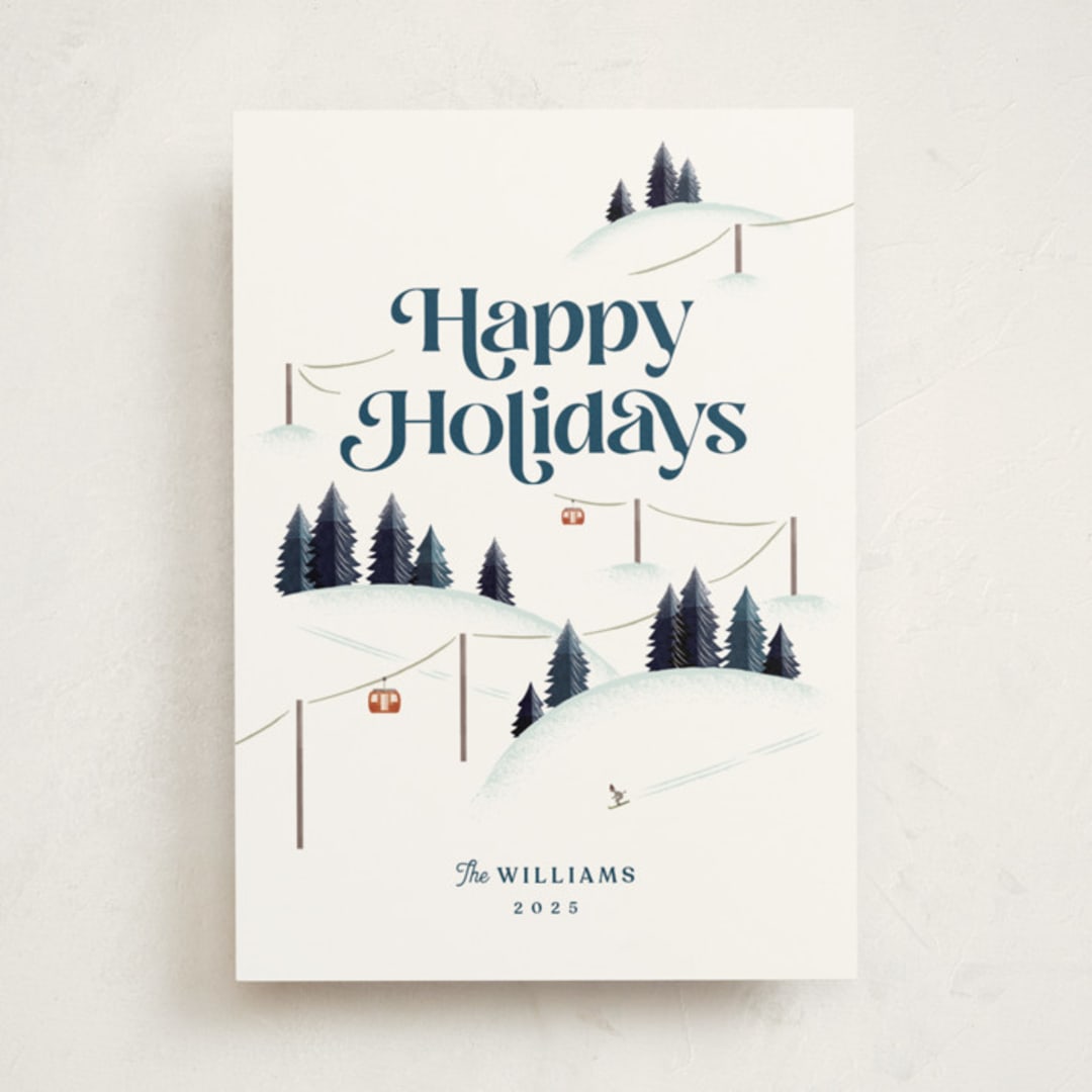 "Happy Hills" - Holiday Cards in Navy by Robert and Stella - Front