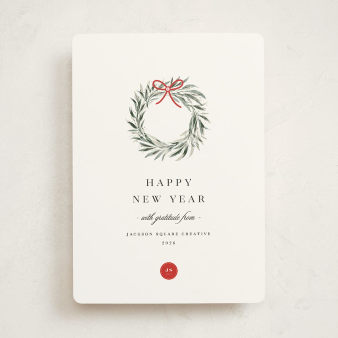 "Little Wreath" - Holiday Cards in Snowfall by Melanie Kosuge - Front