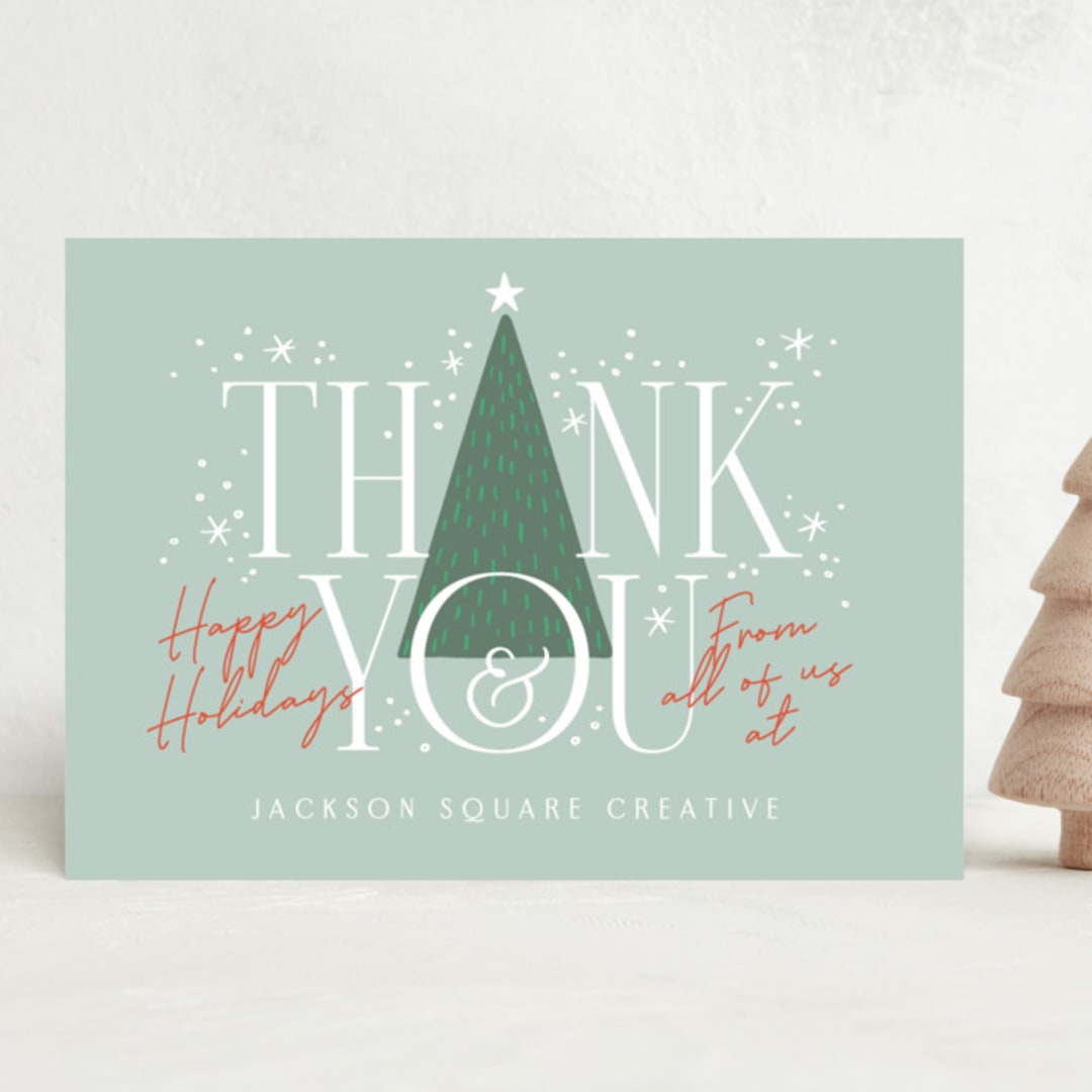 "Thank You Tree" - Holiday Cards in Spruce by Alethea and Ruth - Front
