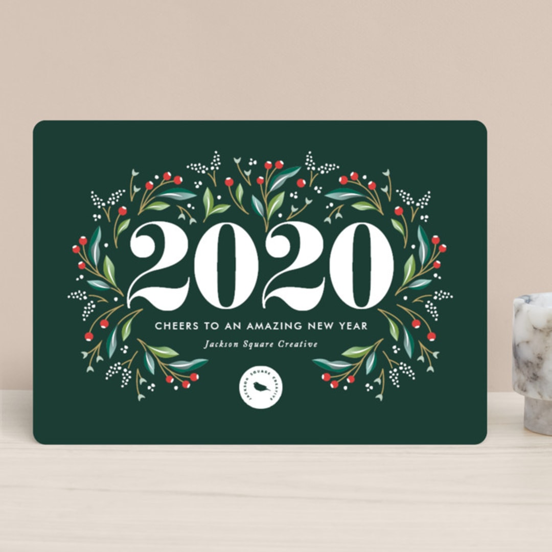 "A Beautiful Year" - Holiday Cards in Evergreen by Jennifer Postorino - Front