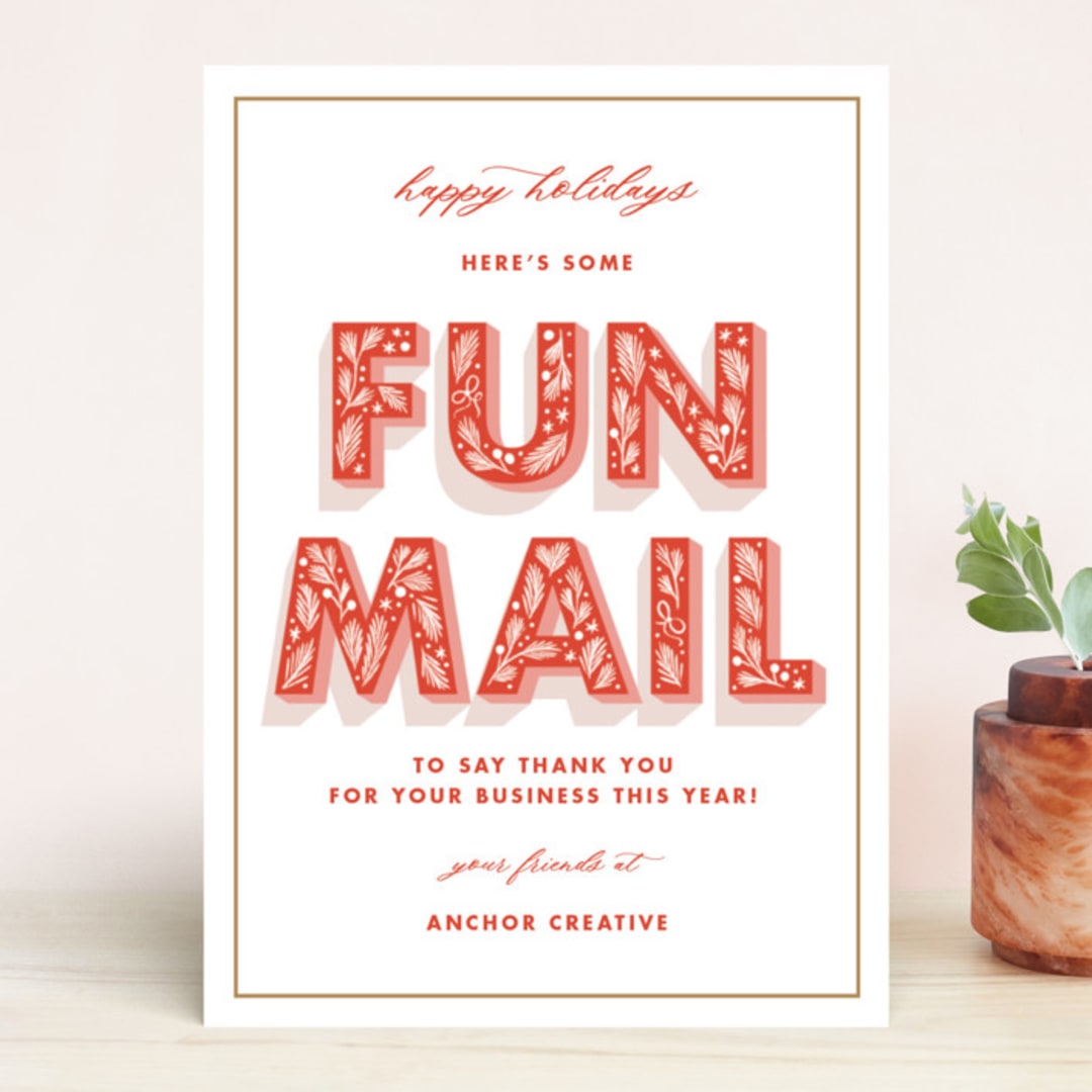 "Fun Mail" - Holiday Cards in Cardinal by Paper Raven Co. - Front