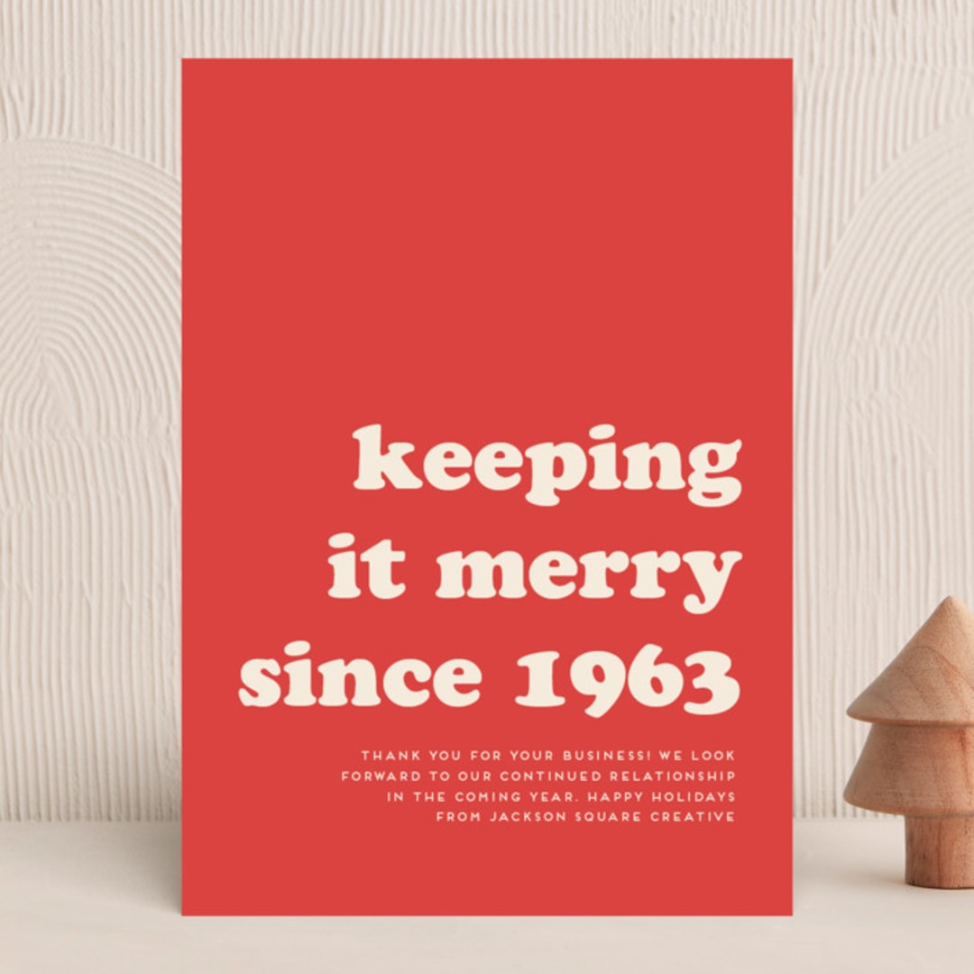 "Keeping it Merry" - Holiday Cards in Tomato by Amy Payne - Front