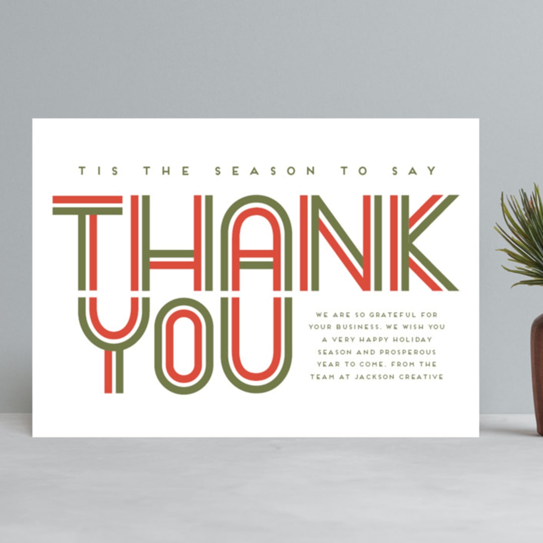 "Retro Thank You" - Holiday Cards in Classic by Amy Payne - Front