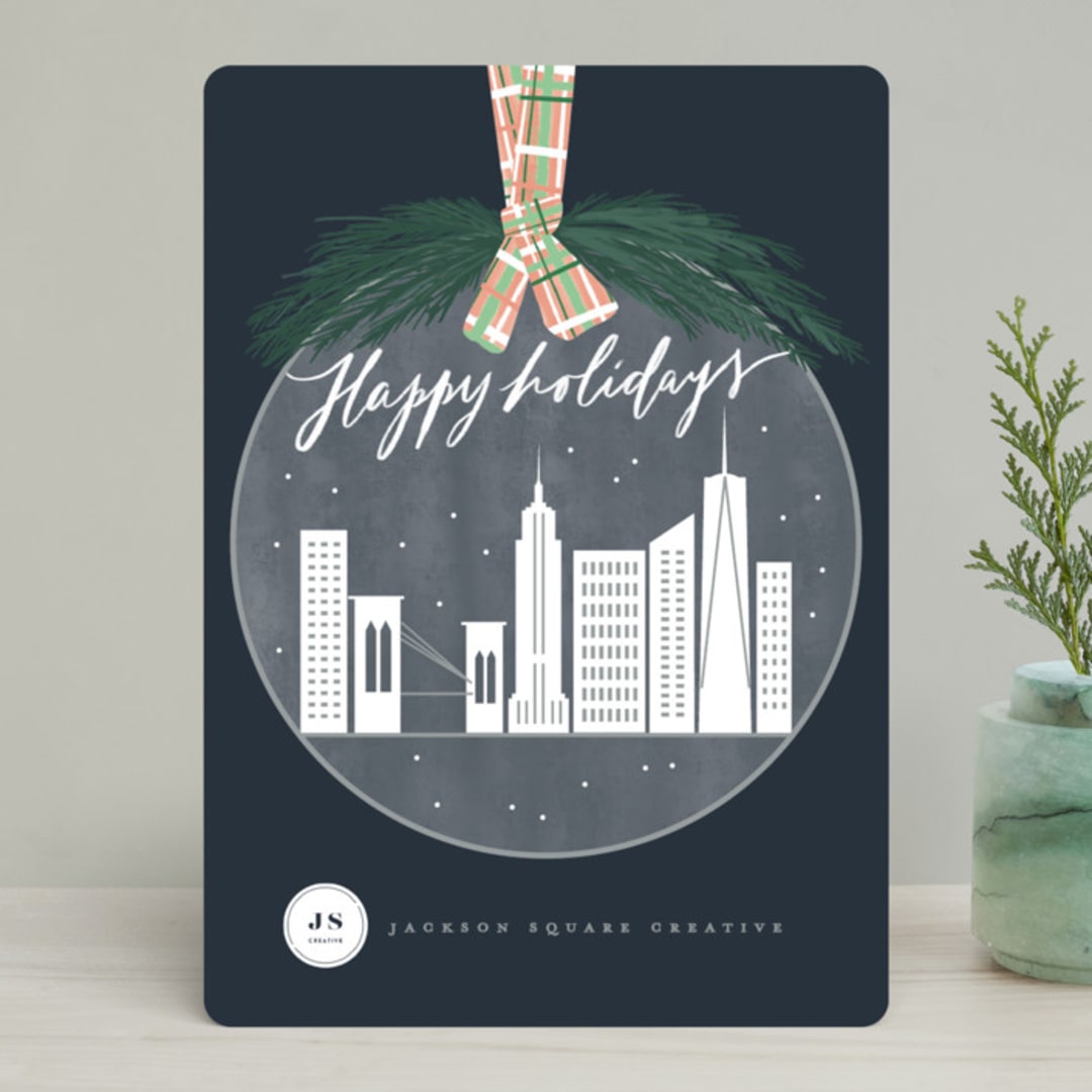 "City ornament" - Holiday Cards in Navy by Creo Study - Front