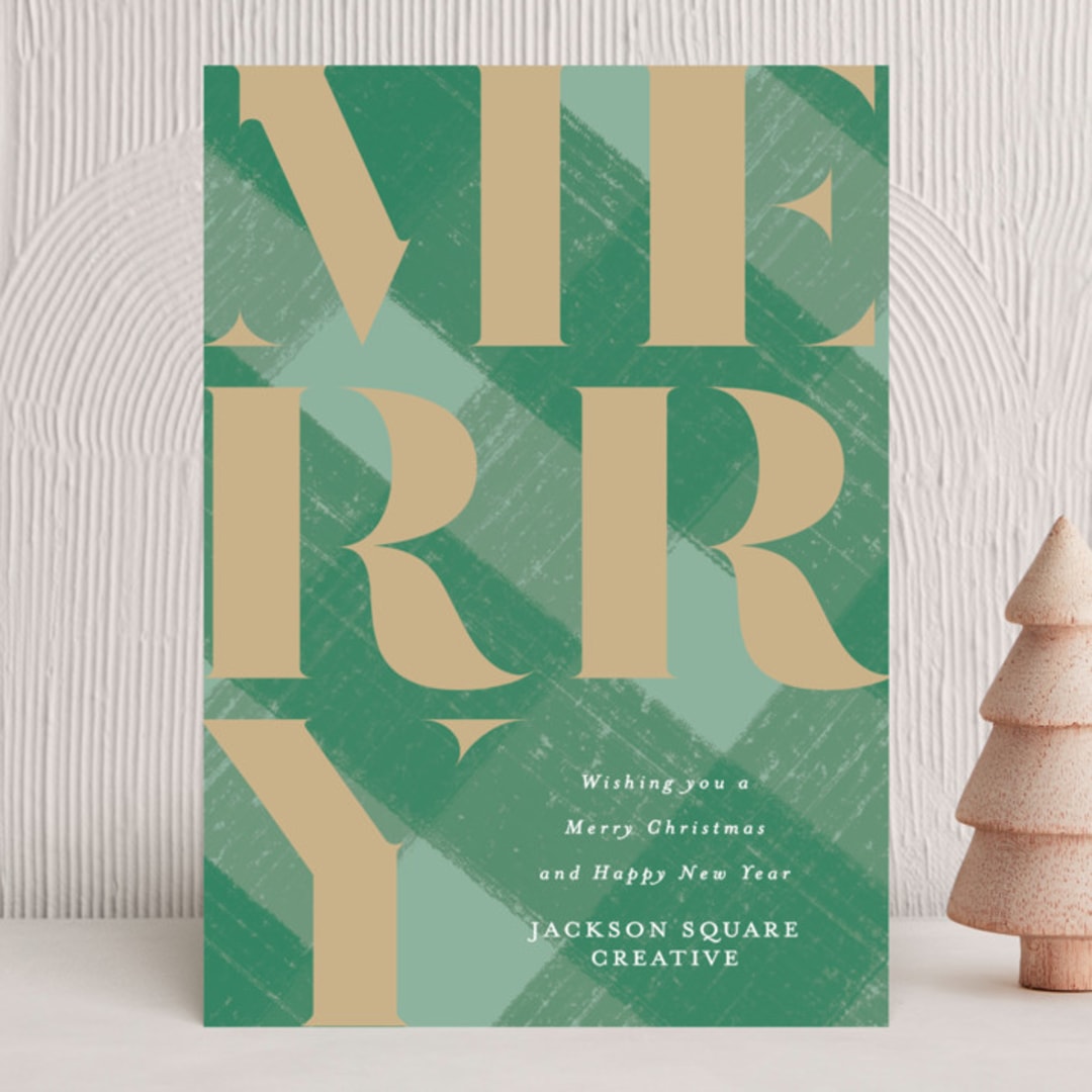 "Plaid Merry" - Holiday Cards in Evergreen by Itsy Belle Studio - Front