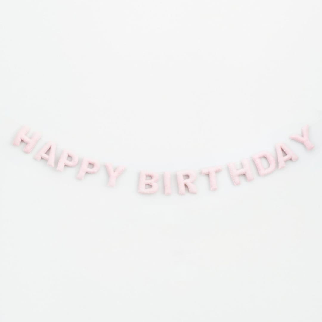 "Happy Birthday Banner (Blush, 6 feet)" - Garlands in pink by Nivas Collection