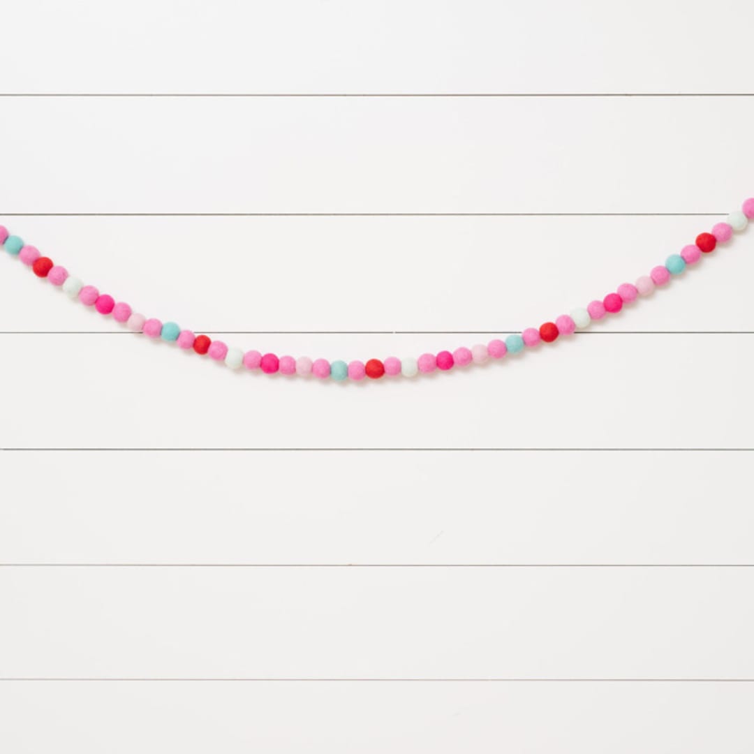 "Pretty in Pink Felt Ball Garland" - Garlands in multicolor by aubry bennion