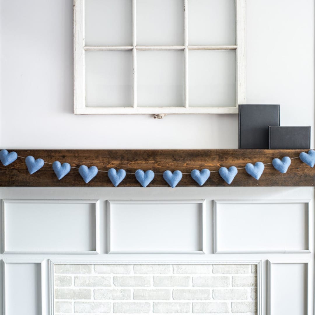 "Heart Garland (Serenity Blue, 6 feet)" - Garlands in blue by Nivas Collection
