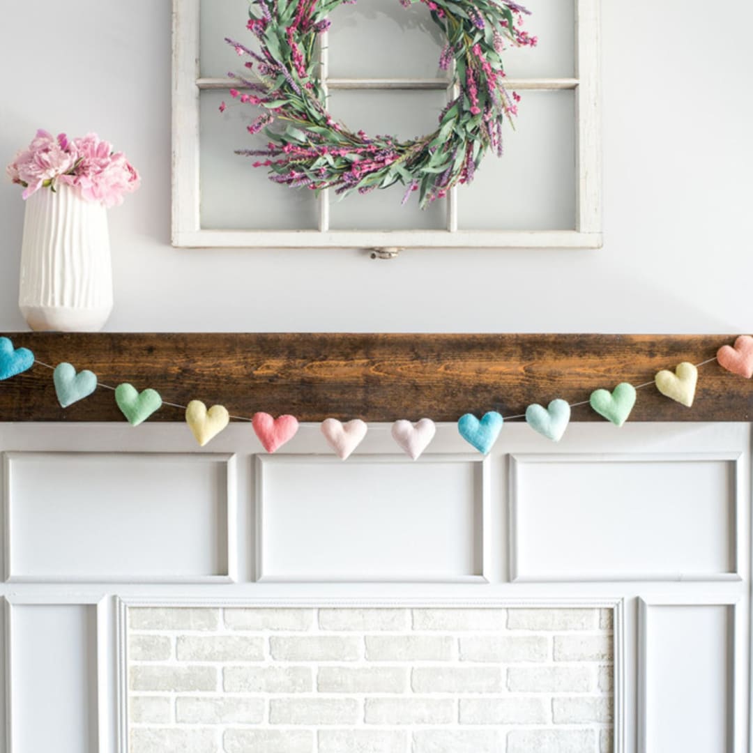 "Heart Garland (Soft Rainbow, 6 feet)" - Garlands in multicolor by Nivas Collection