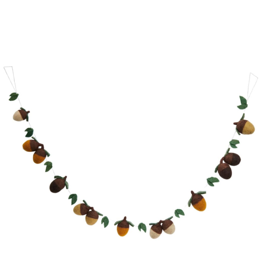 "Felt Acorn Garlands" - Garlands in multicolor by Global Goods Partners