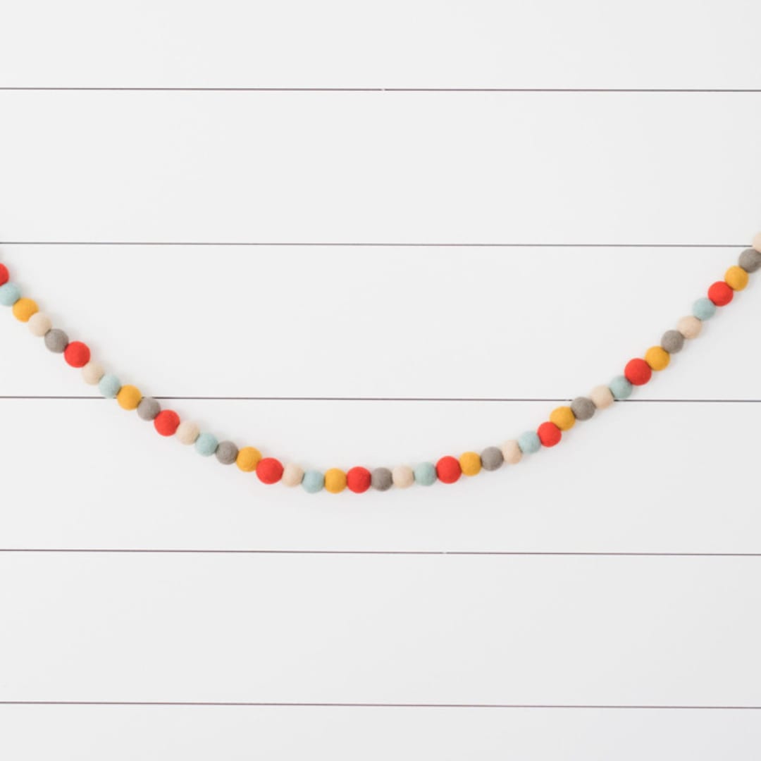 "Toy Soldier Felt Ball Garland" - Garlands in multicolor by aubry bennion
