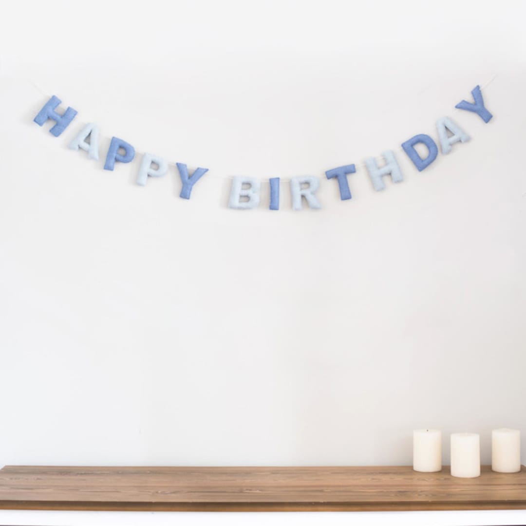"Happy Birthday Banner (Blue, 6 feet)" - Garlands in blue by Nivas Collection