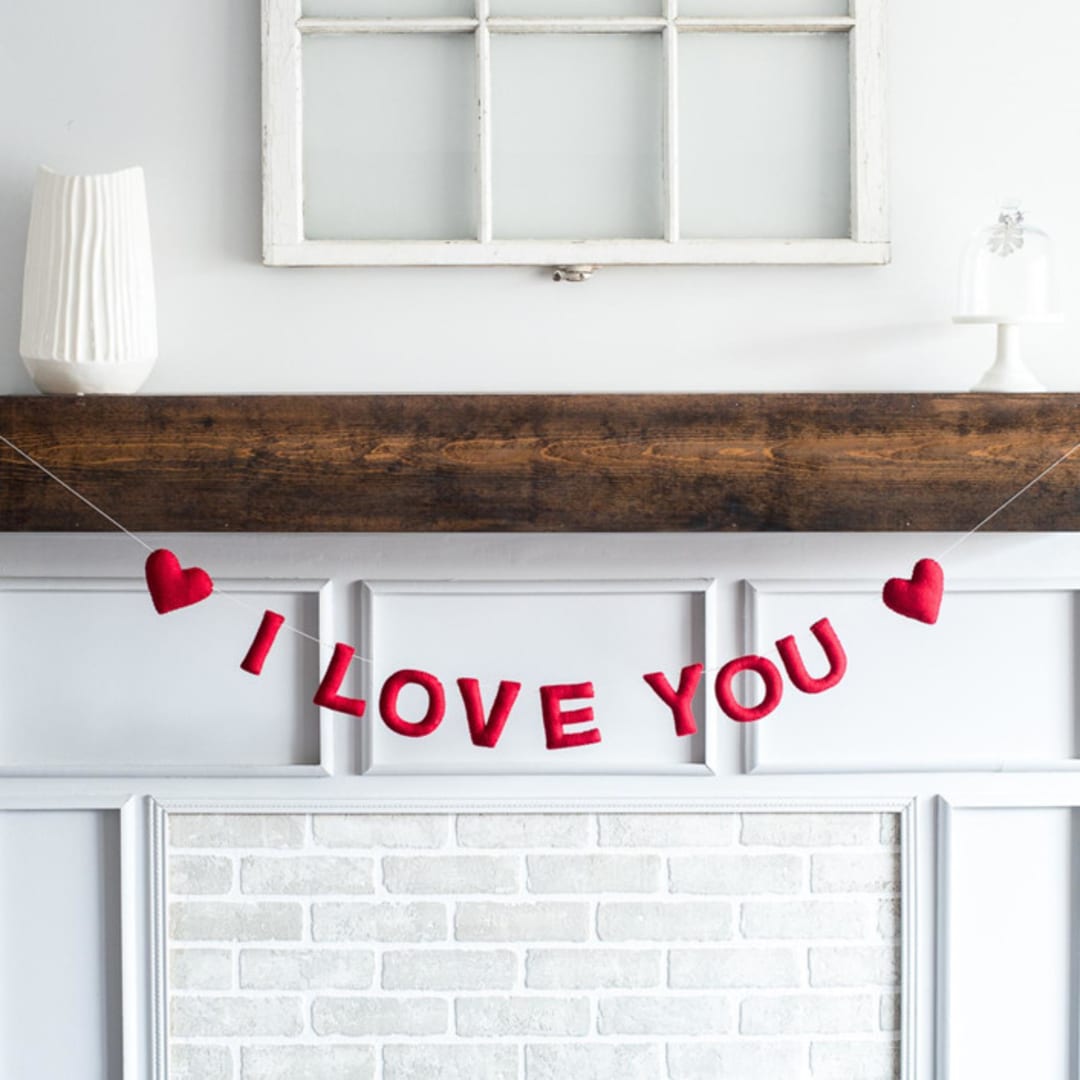 "I Love You Banner (Red, 6 feet)" - Garlands in red by Nivas Collection