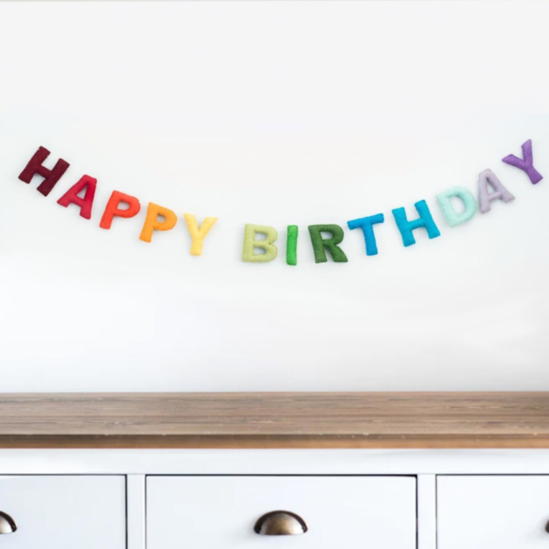 "Happy Birthday Garland (Rainbow, 6 feet)" - Garlands in multicolorassorted-colors by Nivas Collection