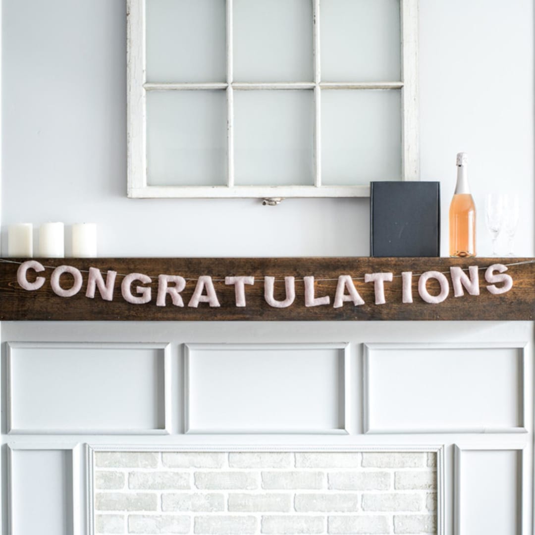 "Congratulations Banner (Pink, 6 feet)" - Garlands in pink by Nivas Collection
