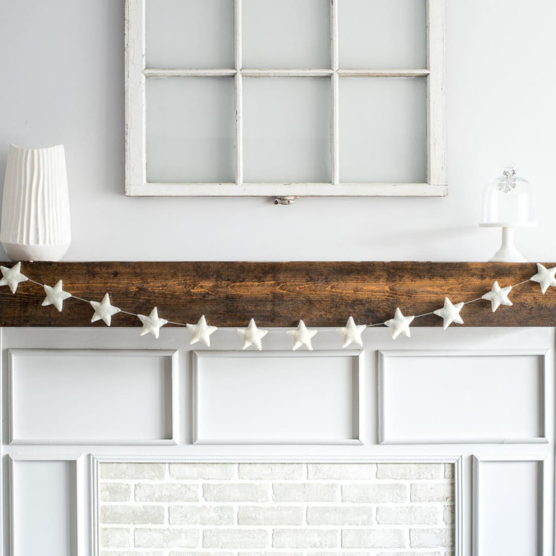 "Star Garland (Off-White, 6 feet)" - Garlands in white by Nivas Collection