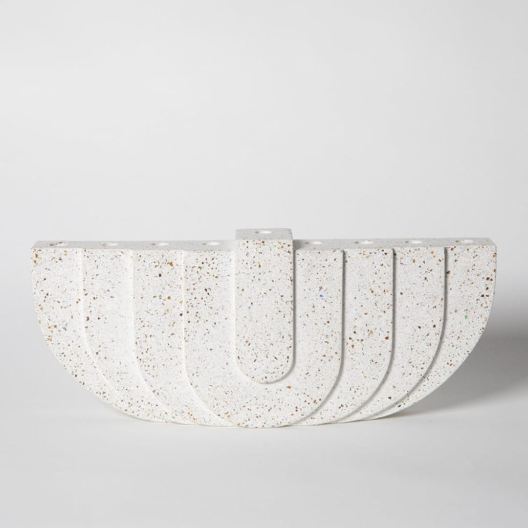 "Menorah: White Terrazzo" - Menorahs in white by Pretti.Cool